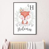 Foxy Woodland Personalised Birth Print