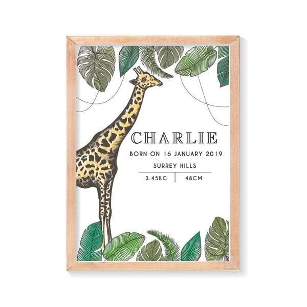 Giraffe Personalised Birth Print