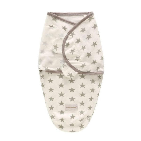 Grey Star Swaddle. Baby Swaddle Wrap with velcro. Bespoke Baby Gifts