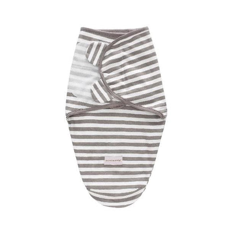 Grey Stripe Swaddle. Baby Swaddle Wrap with velcro. Bespoke Baby Gifts