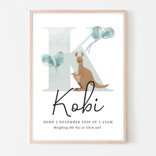 Kangaroo Personalised Birth Print