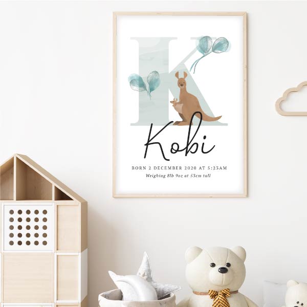 Kangaroo Personalised Birth Print