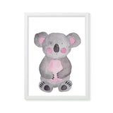Kim Koala Wall Art. A whimsical watercolour drawing of a koala with pink rosie cheeksKim Koala Wall Art. A whimsical watercolour drawing of a koala with pink rosie cheeks. bespoke baby gifts. unique gifts australia. baby shower presents. baby girl gifts. online gifts. white frame. 