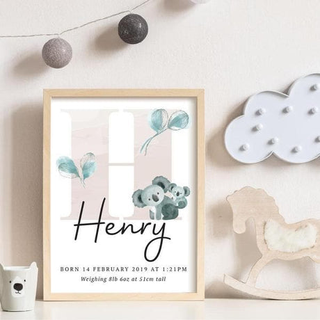 Koala Personalised Birth Print