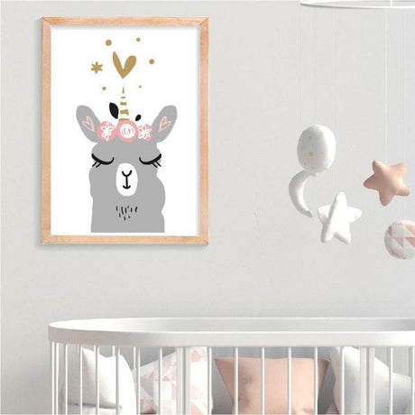 Lama no drama. Nursery prints and kids wall art. Bespoke Baby Gifts. gifts for girls. flower crown. online gifts. newborn gifts. Timber frame. 