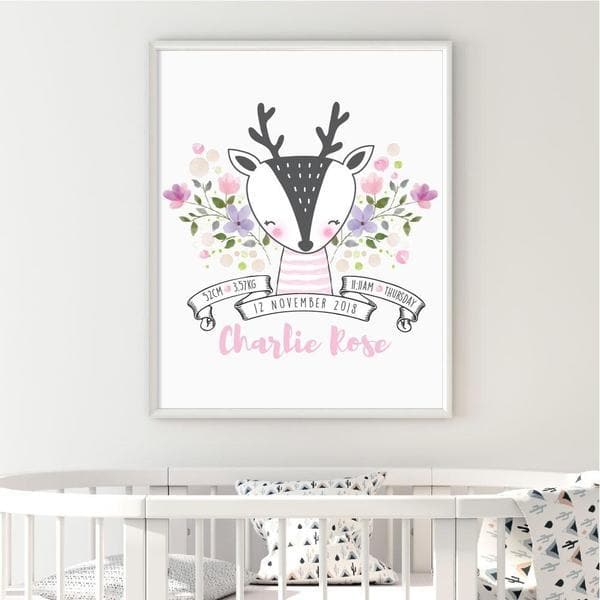 Little Deer Baby Birth Print