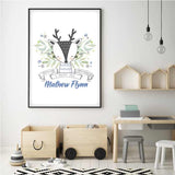 Deer Little Boy Personalised Birth Print