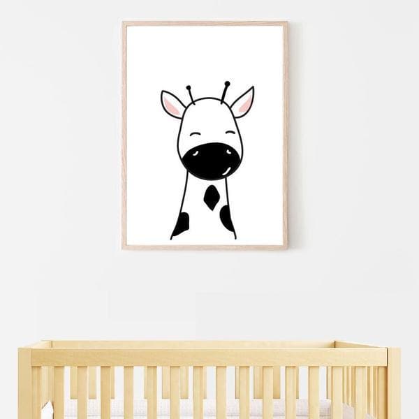 Scandi giraffe woodland set. cute giraffe. timber frame. bespoke baby gifts. nursery wall art. kids wall art. baby gifts australia. baby shower gifts.