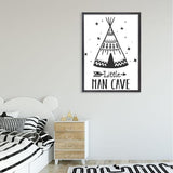 Little man cave green teepee. bespoke baby gifts. boys wall art. nursery wall art. baby shower presents. newborn gifts. kids gifts. black frame. 