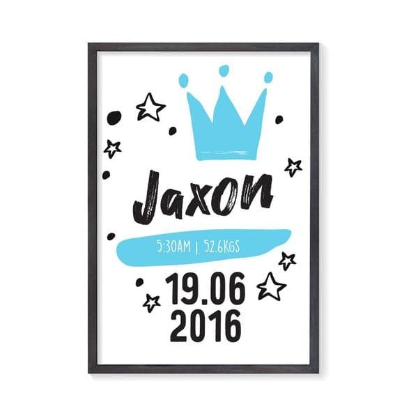 Little Prince Personalised Birth. Nursery Prints.Kids Wall Art. Nursery Wall Art. Framed Wall Art