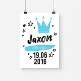 Little Prince Personalised Birth. Nursery Prints.Kids Wall Art. Nursery Wall Art. Framed Wall Art