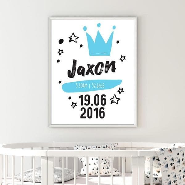 Little Prince Personalised Birth. Nursery Prints.Kids Wall Art. Nursery Wall Art. Framed Wall Art