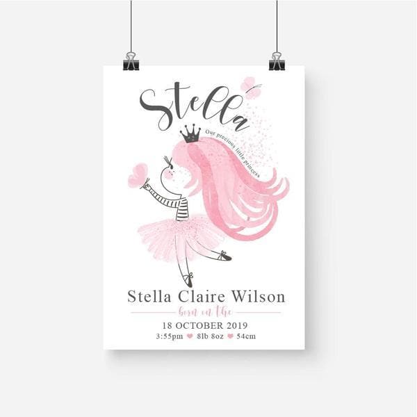 Little Princess Personalised Birth Print