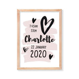 Love Heart Personalised Birth Print