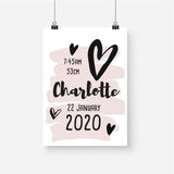 Love Heart Personalised Birth Print