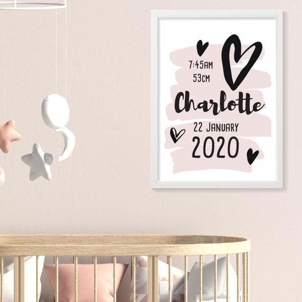 Love Heart Personalised Birth Print