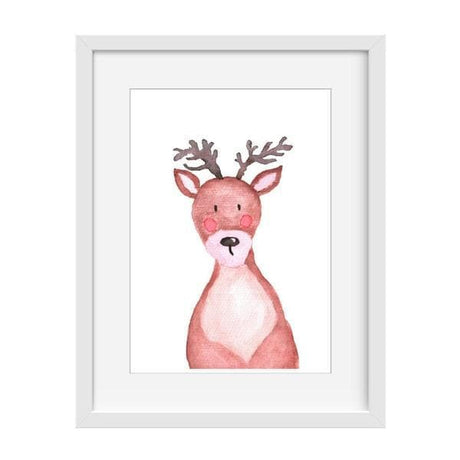 Mikey moose rosy cheeks. white frame. bespoke baby gifts. animal prints. animal wall art. nursery wall art. kids wall art. baby shower presents. unique gift ideas. baby gifts australia. 