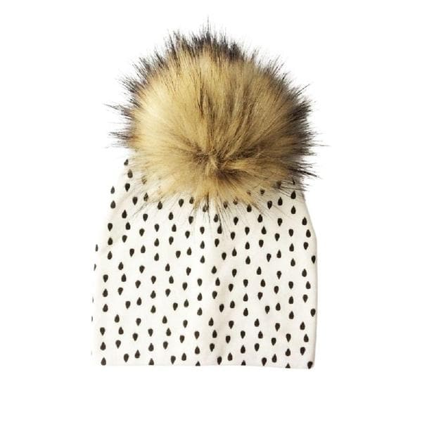 Mono Rain Drops Beanie with Pom Pom