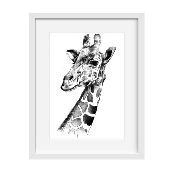 Monochrome Giraffe - Baby Shower Gifts | Personalised Baby Gifts | Nappy Cakes. Bespoke baby gifts. white frame. animal prints. animal art work. unique gifts australia. 