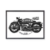 motorcycle life black frame. monochrome kids art. kids wall art. bespoke baby gifts. boys art work. gifts for boys. 
