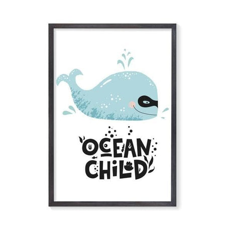 Ocean Child Blue Whale Kids Wall Art. Nursery Prints and nursery wall art by Bespoke Baby Gifts