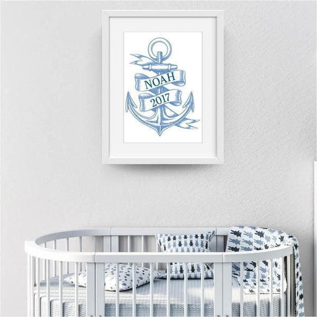 Blue Anchor Wall Art - Baby Shower Gifts | Personalised Baby Gifts | Nappy Cakes