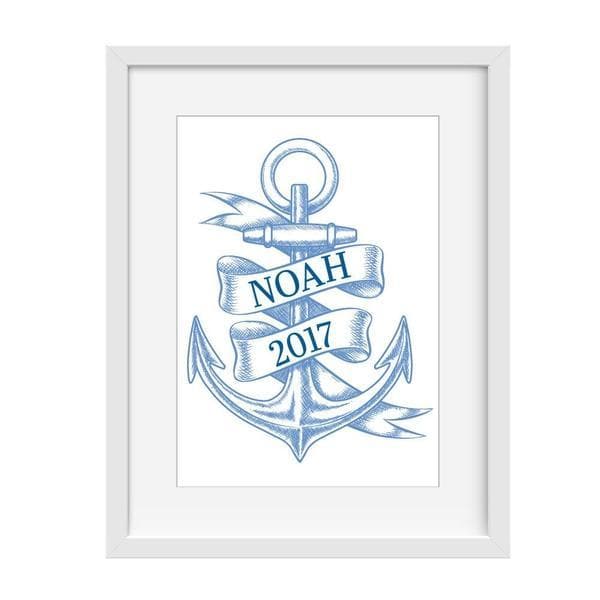 Blue Anchor Wall Art - Baby Shower Gifts | Personalised Baby Gifts | Nappy Cakes