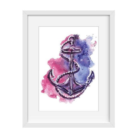 Purple Anchor Wall Art - Baby Shower Gifts | Personalised Baby Gifts | Nappy Cakes. bespoke baby gifts. unique gifts australia. gifts for girls. nursery wall art. baby girl gifts. white frame. 