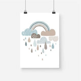 Rainbow and clouds print. neutral colours. nursery wall art. unique gifts australia. unisex wall art. baby gifts online. print only. bespoke baby gifts. 