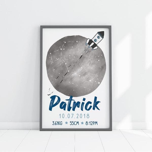 Rocket Ship Personalised Birth Print