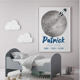 Rocket Ship Personalised Birth Print