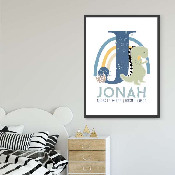 Baby Dino Personalised Birth Print