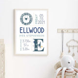 Baby Lion Personalised Birth Print