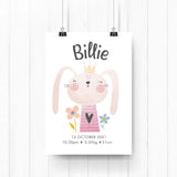 Bunny Personalised Birth Print