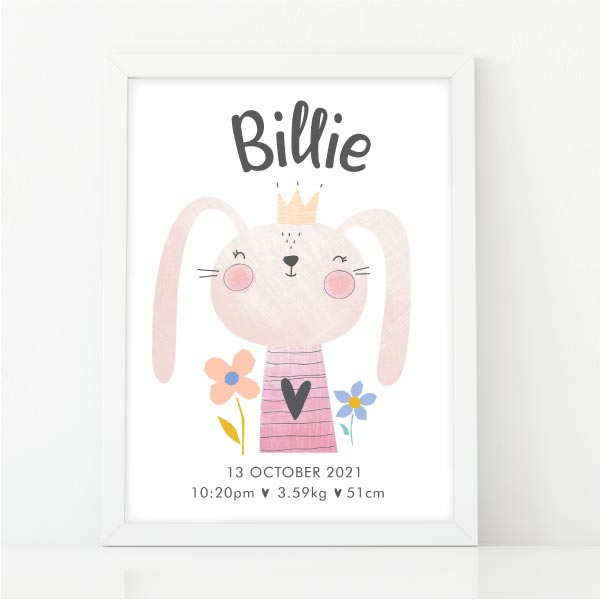 Bunny Personalised Birth Print