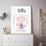 Bunny Personalised Birth Print