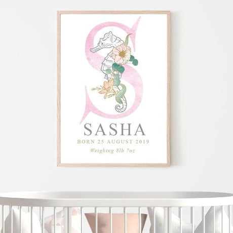 Seahorse Personalised Birth Print