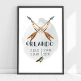 Boy Tribal Personalised Birth Print
