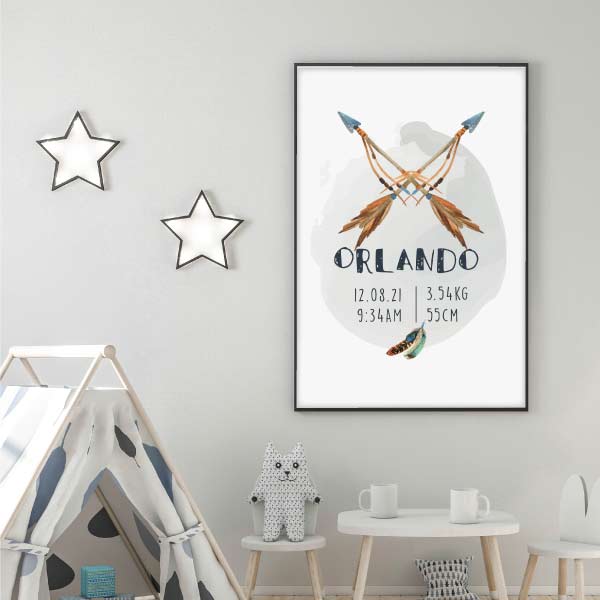 Boy Tribal Personalised Birth Print