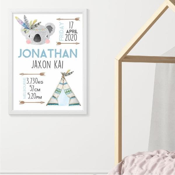 Tribal Tepee Boy Personalised Birth Print