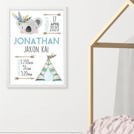 Tribal Tepee Boy Personalised Birth Print