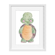 Turtle rosie cheeks. watercolour white frame. bespoke baby gifts. cute turtle. nursery wall art. kids room decor. baby gifts online. unique gifts australia. 