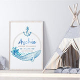 Whale Personalised Birth Print