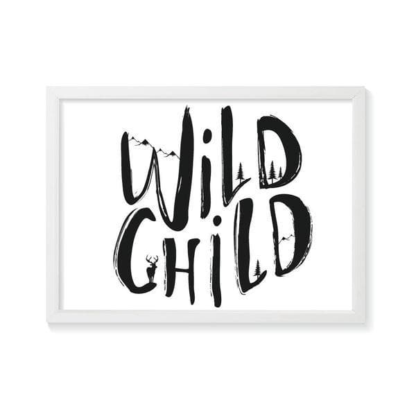 Wild child monochrome wall art. white frame. bestpoke baby gifts. unisex kids art. nursery wall art. kids room decor. gifts for boys. gifts for girls. unique gifts australia. 